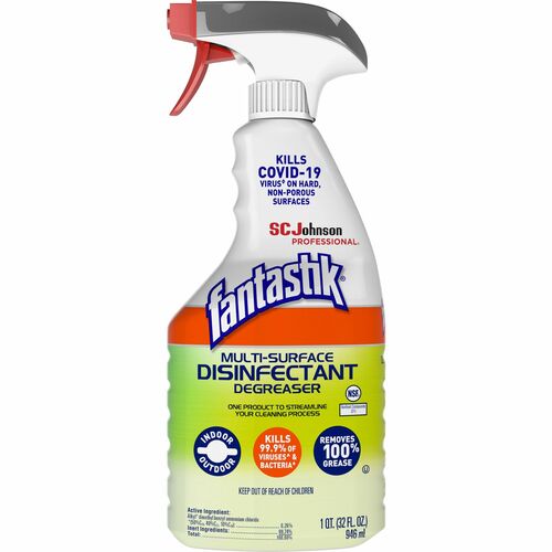 Fantastik Multisurface Disinfectant Degreaser Spray, 32 fl oz, Fresh Scent, Rinse-Free
