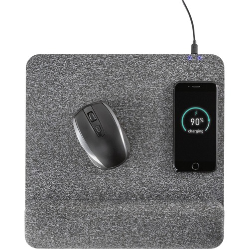 Allsop PowerTrack Plush Wireless Charging Mousepad - (32304) - 1.85" Height x 11.60" Width - Gray - Memory Foam - Mouse - Retail - 1 Each