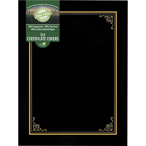Geographics, Certificate Holder, Letter 8.5" x 11", Black, Sugarcane-Based Plastic, Impact-Resistant, 5/PK