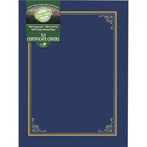 Geographics Certificate Holder, Letter Size, 8.5 in x 11 in, Sugarcane Fiber, Navy, Bend-Resistant, 5/PK