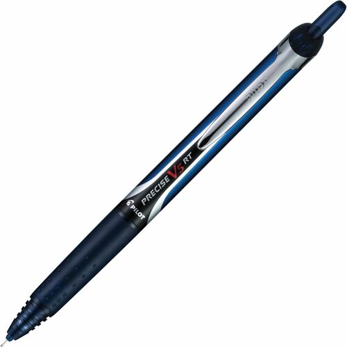 Pilot V5 Rollerball Pen, 0.5 mm Extra Fine, Retractable, Navy Ink, Rubber Grip, 12/PK