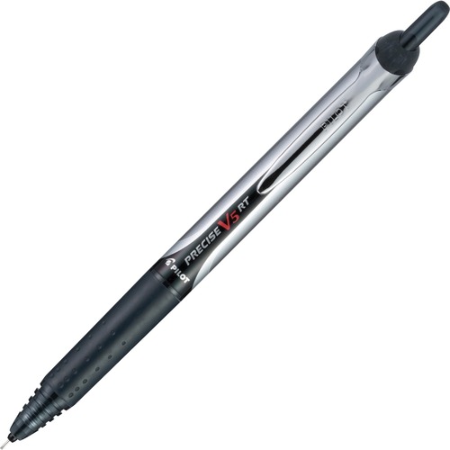 Pilot Rollerball Pen, V5, 0.5 mm Extra Fine, Retractable, Black Ink, Rubber Grip, 30/PK