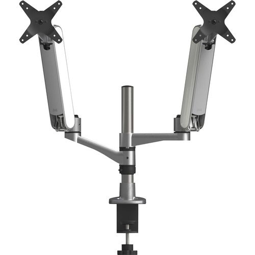 Kantek MA320 Mounting Arm, Dual-Monitor Desk Clamp/Grommet Mount, 2-Display up to 30", Silver Aluminum/Steel, TAA Compliant