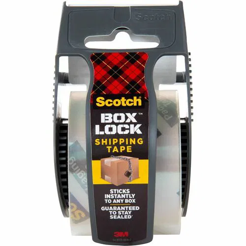 Scotch Packaging Tape, Box Lock, 1.88" W x 22.20 yd, Clear, Dispenser Included