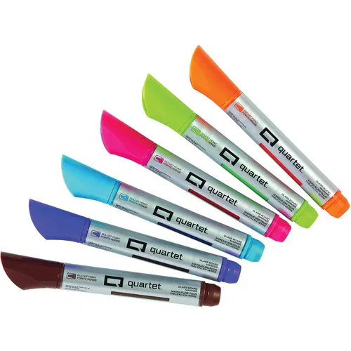 Quartet Dry Erase Markers, Premium, Bullet Tip, Liquid Ink, Assorted Colors, Low-Odor Non-Toxic, Visible Gauge, 6/PK