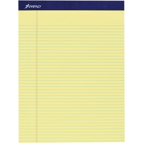 Ampad Handwriting Pad, 100 Sheets, Legal Ruled, 8.5" x 11.8" x 1", Perforated, Sturdy Back, 4/PK