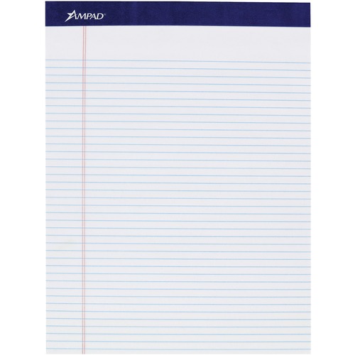 Ampad Handwriting Pad, Legal Ruled, Perforated, Smooth Surface, Sturdy Back, 8.5" x 11.8" x 1", 4/PK