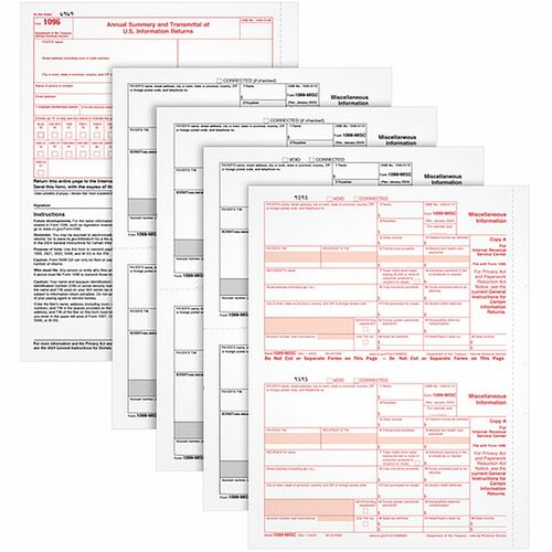 TOPS 5-part 1099-MISC Tax Forms - 5 Part - White - 50 / Pack