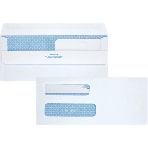 Quality Park No. 8 5/8 Double Window Security Tinted Check Envelopes - Document - Check - 3 5/8" Width x 8 5/8" Length - 24 lb - Self-sealing - White - 250 / Carton