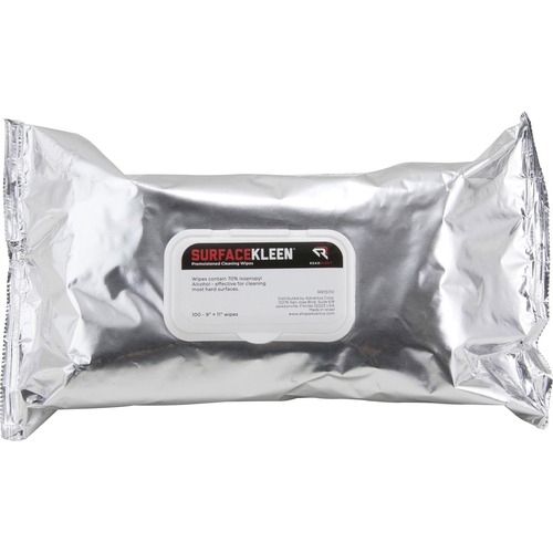 Read Right Surface Kleen Cleaning Wipes - 10" Length x 9" Width - Pre-moistened, Fast Acting, Quick Drying - White - 100 / Pack