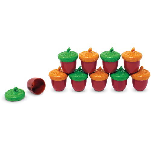 Learning Resources Skill Developmental Toy, Discovery Alphabet Acorns, Orange/Green, 1.5" W x 2.5" H, Animal Silhouettes, 10/Set, Ages 3+