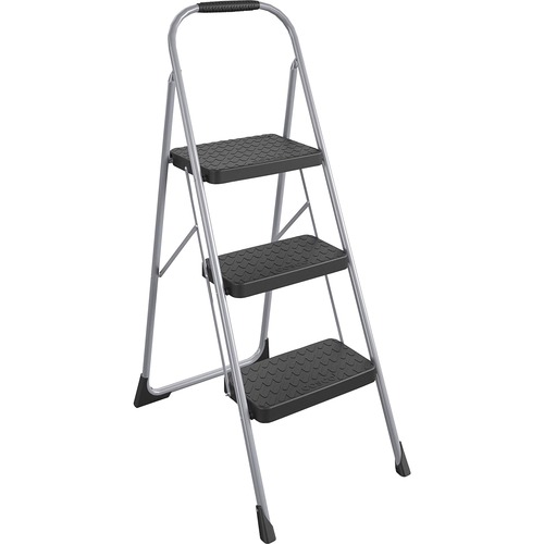 Cosco Ultra-Thin 3-Step Ladder - 3 Step - 200 lb Load Capacity52.8" Height - Black, Platinum