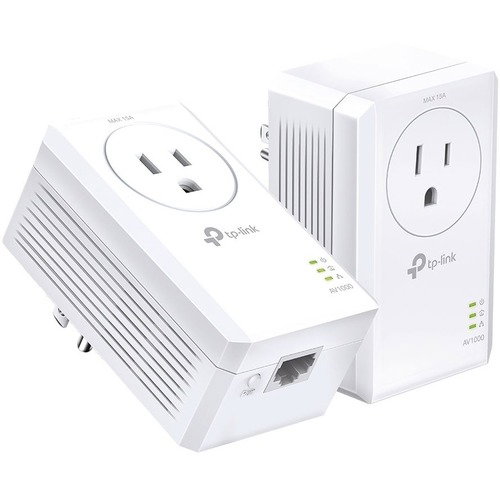 TP-Link TL-PA7017P KIT - AV1000 Gigabit Passthrough Powerline Starter Kit - Ethernet Adapter - Gigabit Port - Plug and Play - Extra Power Socket for Additional Devices - Ideal for Smart TV