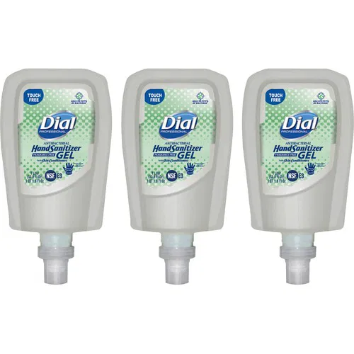 Dial Hand Sanitizer Gel Refill, FIT Touch-Free, 1 L, Fragrance-Free, Hypoallergenic, Dye-Free, Drip-Resistant, 3/CT