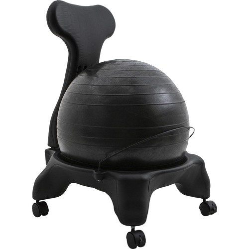 Champion Sports Exercise Ball Chair, FitPro, 22" x 22" x 31", Plastic Frame, Four-Leg Base, Locking Casters, Black