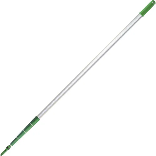 Unger Extension Pole, TelePlus, 30 ft Telescopic, Anodized Aluminum/Plastic, ErgoTec Quick-Release Cone, Green/Silver