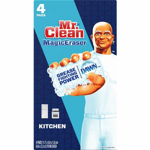 Mr. Clean Magic Eraser Cleaning Pads - Rectangle - 0.90" Height x 5.40" Width x 9.80" Depth - Ceramic Tile, Granite Floor - Dirt Remover, Grime Resistant - Foam - White - 4 / Pack