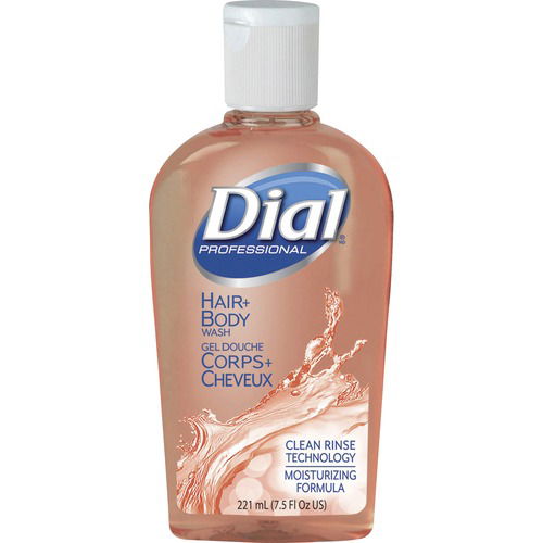Dial Body Wash, Hair Plus, Peach Scent, 7.5 fl oz, Antibacterial, Moisturizing, Flip-Top Bottle