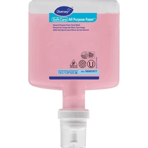 Diversey Foam Soap Refill, Soft Care, Lemon Tea Splash, 1.37 qt, Pink, pH Balanced, for Diversey IntelliCare Dispensers