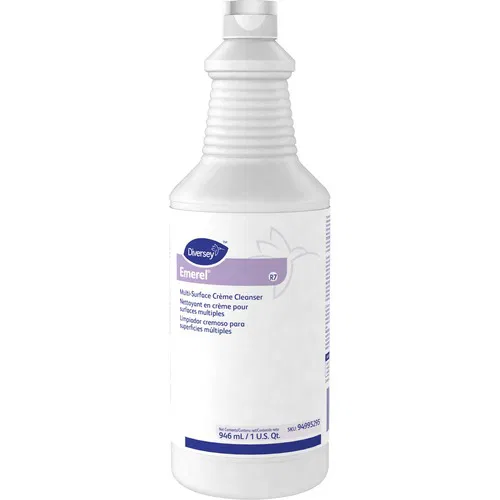 Diversey Multi-Surface Cleaner, Emerel, 32 fl oz Creme Cleanser, Ready-to-Use, Fresh Scent, Off White