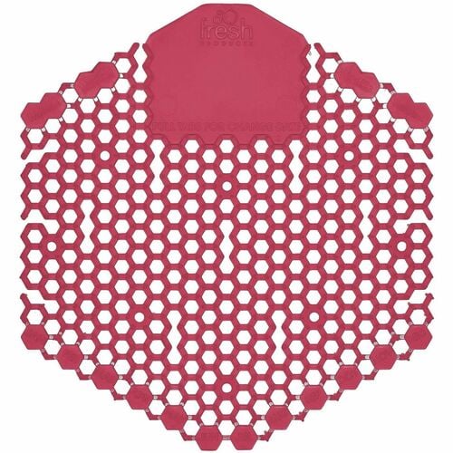 Fresh Products Wave 3D Urinal Screen, 30-Day Splash Reducer, Spiced Apple Odor Control, 6.5" W x 7" D x 0.7" H, Red, 10/PK