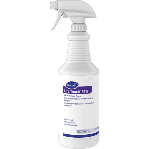 Diversey Glass Cleaner Refill, Multi-Surface, Lite Touch, 1 qt, Anti-Static, Ammonia-Free, Solvent-Free, Fragrance-Free, Purple, 12/CT