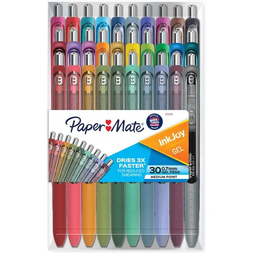 Paper Mate, InkJoy Gel Pen, Multi Ink, Comfort Grip, Smear-Free, 30/PK