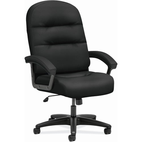 HON, Executive High-Back Office Chair, Pillow-Soft, Black Fabric, Plush Seat, Memory Foam, Lumbar Support, Fixed Arms, 300 lb Capacity