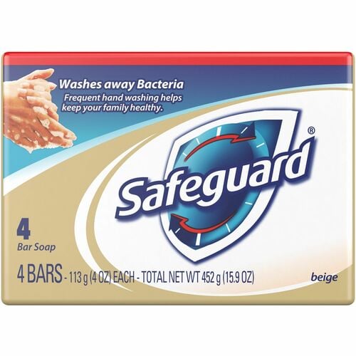 Safeguard Deodorant Bar Soap, 4 oz, Clear, 4/PK, 12/CT