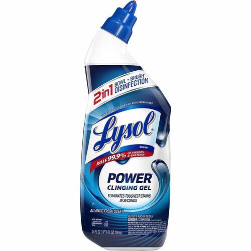 Lysol Toilet Bowl Cleaner, Disinfectant Gel, 24 fl oz, Atlantic Fresh Scent, 9.5 Percent Hydrochloric Acid