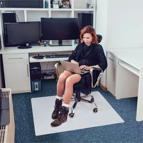 Floortex Polypropylene Rectangular Foldable Chair Mat for Carpets - 46" x 57" - 57" Length x 46" Width x 0.095" Depth x 0.095" Thickness - Rectangular - Polypropylene - Translucent - 1 Each