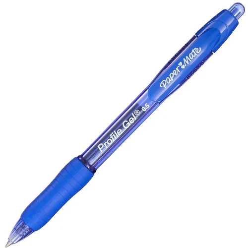 Paper Mate Profile Gel - Retractable - Blue Ink - Gel-based - Translucent Blue Barrel - 12 / Pack