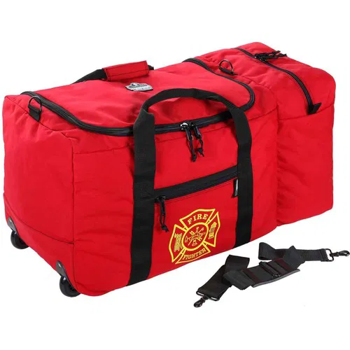 Ergodyne Wheeled Rescue Gear Bag, Arsenal, 30.9 gal (117 L), 14 in W x 31 in D x 14 in H, Red, 1000D Nylon