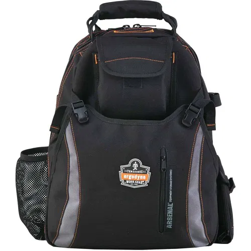 Ergodyne Tool Backpack, Arsenal, Dual Compartment, 26 Pockets, 11 PALS Webbing, 1200D Polyester, Hoist Rated 50 lb, Black