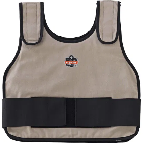 Ergodyne Chill-Its 6235 Cooling Vest, Indoor/Outdoor, Small/Medium 40"-52" Chest, Phase-Change 4-Hour, Khaki Cotton-Blend