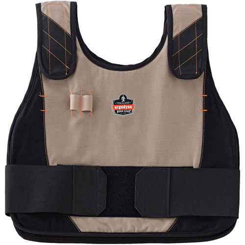 Ergodyne Safety Cooling Vest, Indoor/Outdoor, Chill-Its Phase Change, Flame Resistant, Khaki, Fits 40"-52" Chest, L/XL