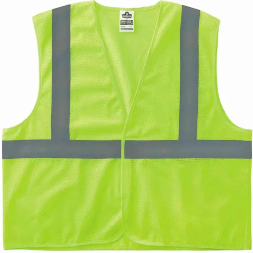 Ergodyne Safety Vest, GloWear, Extra Small, Lime Polyester Mesh, Hook-and-Loop Closure, Type R Class 2 Compliant