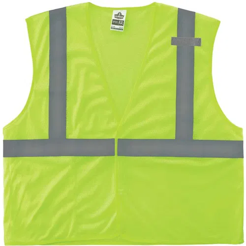 Ergodyne GloWear Safety Vest, Class 2, Type R, Small/Medium, Lime Polyester Mesh, Hook-and-Loop Closure, 2 in Reflective Tape, Pocket, Mic Tab