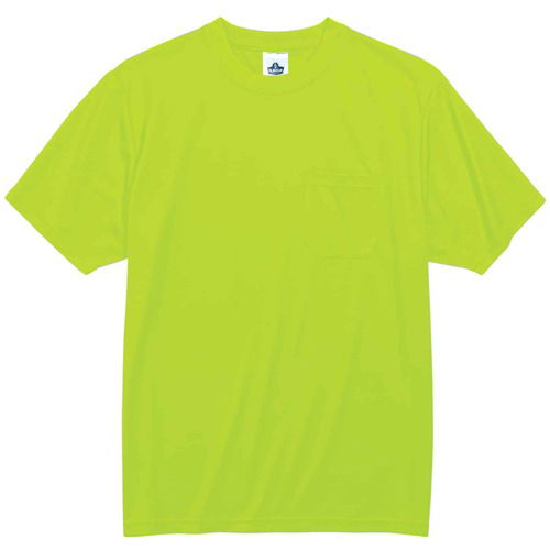Ergodyne GloWear T-Shirt, Non-Certified, 5XL, Lime Polyester, 50 UPF, Moisture-Wicking, Chest Pocket