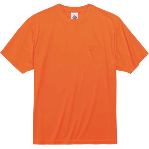 Ergodyne T-Shirt, GloWear, Non-Certified, 5XL, Hi-Vis Orange Polyester, Moisture Wicking, 50 UPF, Front Chest Pocket