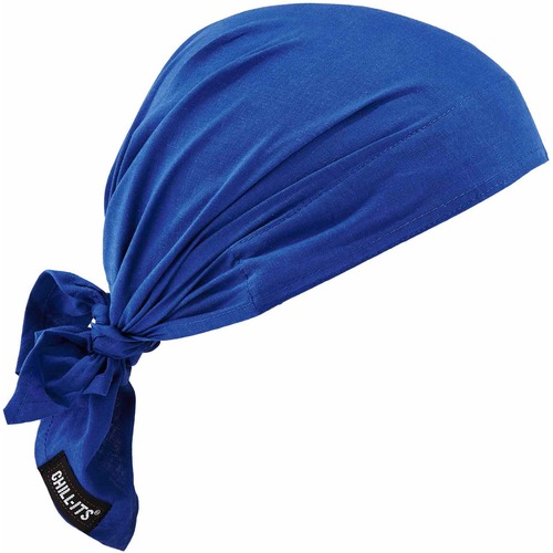 Ergodyne, Cooling Bandana, Chill-Its, Evaporative Triangle Hat, Solid Blue Acrylic Polymer, Adjustable Tie, 24/CT