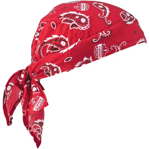 Ergodyne Cooling Bandana, Chill-Its Evaporative, Red, Acrylic Polymer, Adjustable Tie Closure, 24/CT