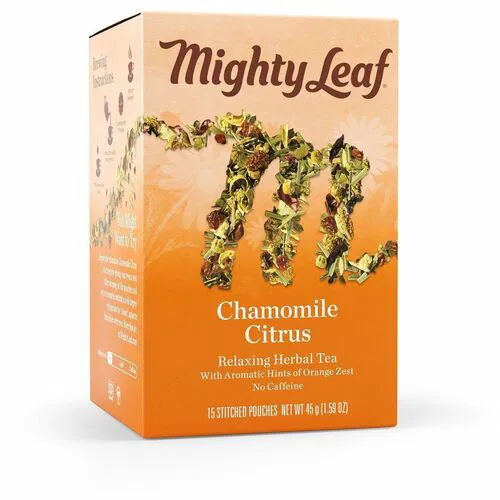 Mighty Leaf Chamomile Citrus Pouch - 1.3 oz - Caffeine-free - Kosher - 15 / Box