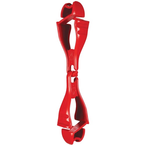 Ergodyne Belt Clip, Squids 3400 Glove Clip Holder, Dual Clip Breakaway, 1" x 1" x 6.5", Red Acetal, 6/CT