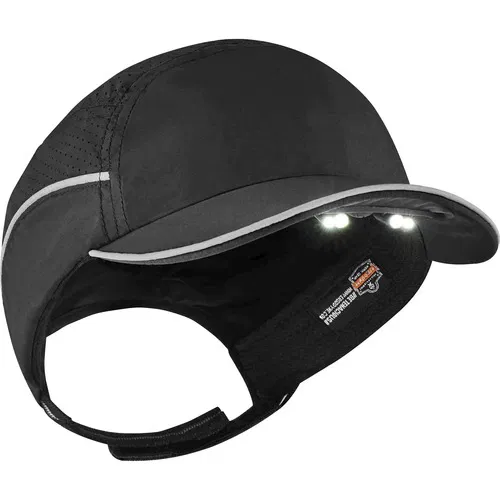 Ergodyne Bump Cap Hat, Skullerz, LED Light, Lightweight Ventilated HDPE Shell, Removable Antimicrobial EPP Pad, Black