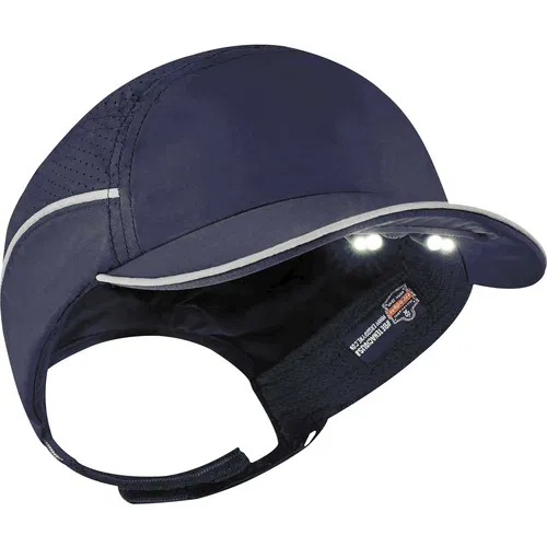 Ergodyne Bump Cap Hat, Skullerz, Dual-Action 44 Lumen LED, Ventilated HDPE Shell, Antimicrobial EPP Pad, Navy, Lightweight, Reflective Strap