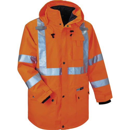 Ergodyne GloWear 4-in-1 High Visibility Safety Jacket, Type R Class 3, 2X-Large, Orange, Removable Sleeves, 3M Thinsulate Liner
