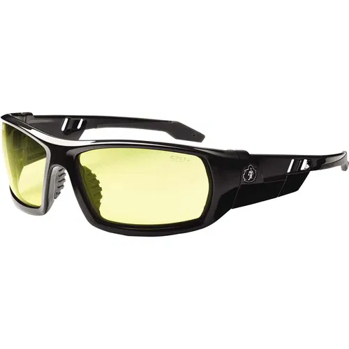 Ergodyne Odin Safety Glasses, Yellow Lens, Black Nylon Frame, Scratch-Resistant, Non-Slip Rubber Temples, ANSI Z87.1 Ballistic Impact