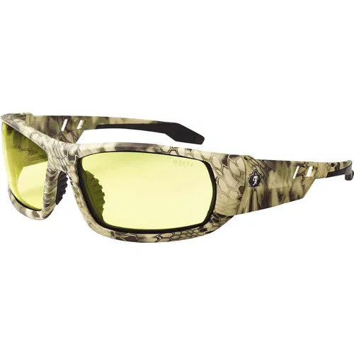Ergodyne Odin Safety Glasses, Yellow Lens, Kryptek Highlander Nylon Frame, ANSI Z87.1 Impact Resistant