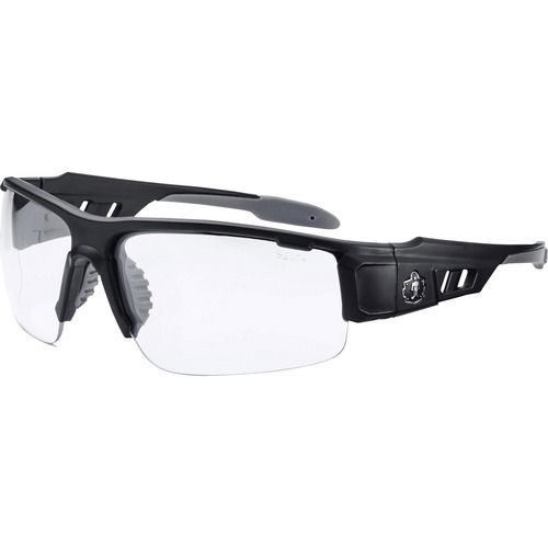 Ergodyne Safety Glasses, Skullerz Dagr AF, Half-Blade, Clear Fog-Off Lens, UVA/UVB/UVC Protection, Matte Black Nylon Frame, ANSI Z87.1+